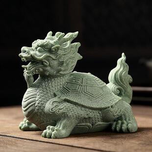 创意龙龟玄武青砂石乌龟茶宠摆件微景观盆景鱼缸造景工艺品装饰品