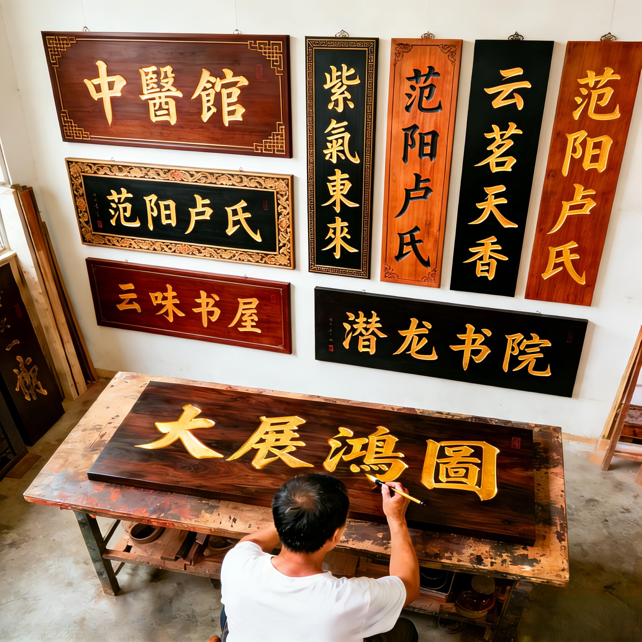 定做实木牌匾木质仿古招牌定制开业门头店铺木雕祠堂对联匾额刻字