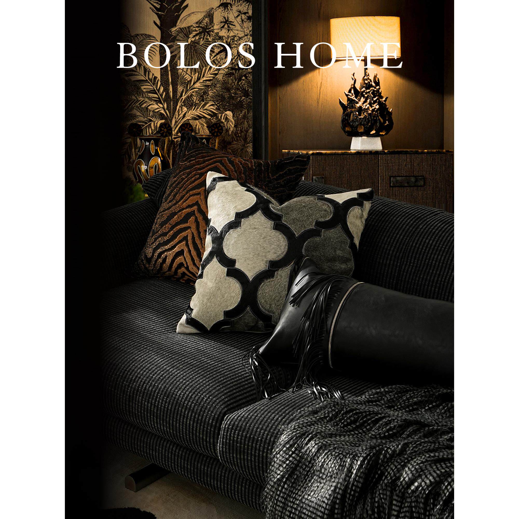 柏洛斯High end『琉璃』轻奢高端灰色马毛客厅沙发靠枕抱枕高级感