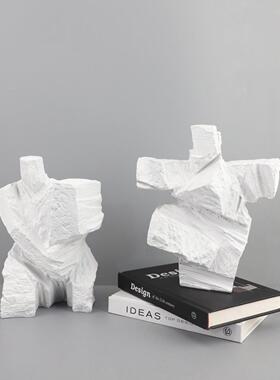 北欧创意抽象白色太极人物雕塑摆件客厅玄关书房样板房家居装饰品