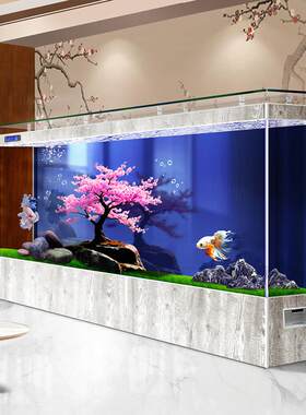 大型落地靠墙鱼缸客厅2026新款超白玻璃办公室家用观赏生态水族箱