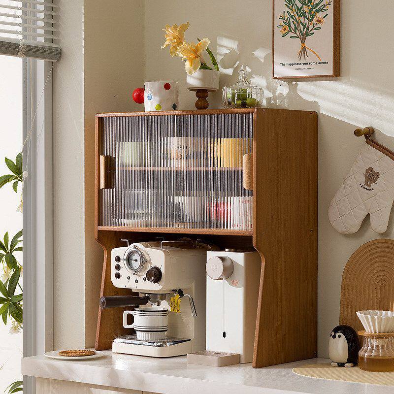 抽屉桌面中古轻奢咖啡机打印机置物架置物架水杯厨房调料架带收纳