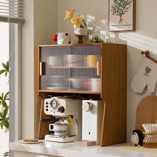 抽屉桌面中古轻奢咖啡机打印机置物架置物架水杯厨房调料架带收纳