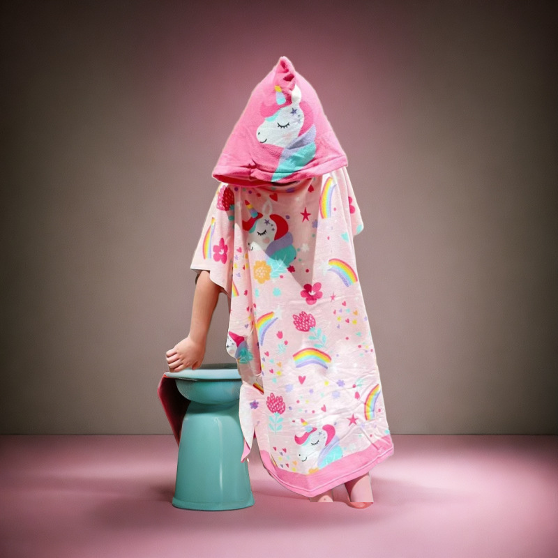 儿童浴巾带帽斗篷浴袍超软可穿式宝宝吸水巾男女童洗澡专用游泳