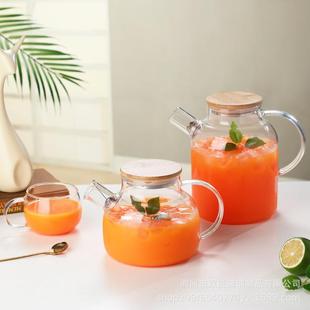 高硼硅玻璃冷水壶 不锈钢盖四季凉水壶 家用凉水杯果汁壶热水壶