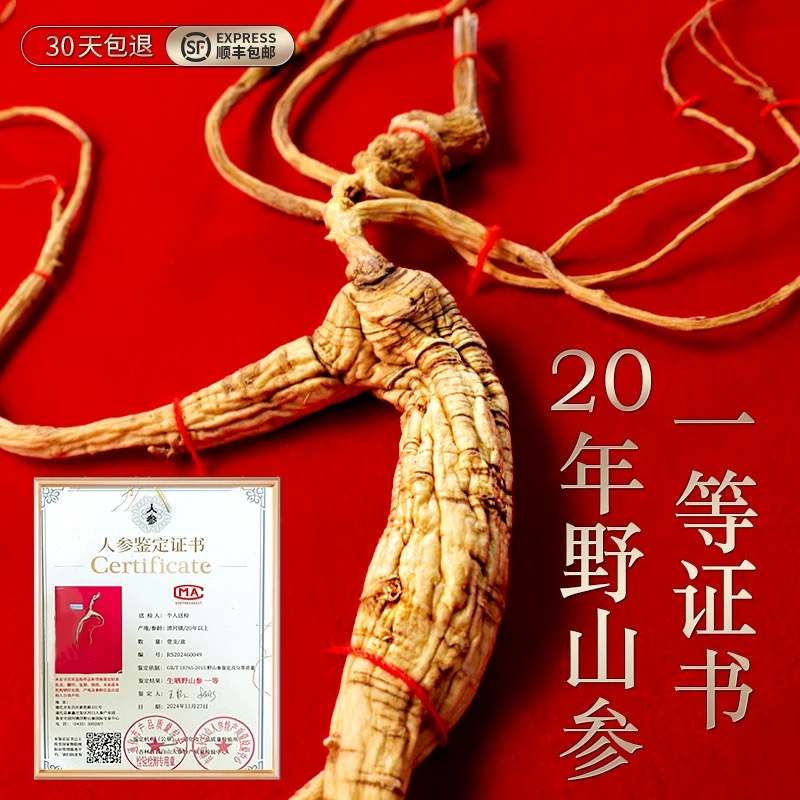 杨记老杨头长白山人参20年一等野山参礼盒装补品营养品中药材补品
