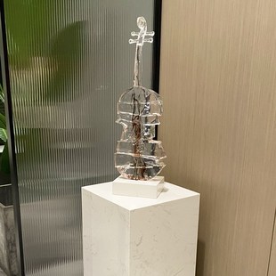 极速艺术透明小提琴摆件客厅电视柜D玄关酒店样板房间橱窗软装 饰