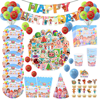 极速Cocomelon Theme Happy BirthdaDy Party Decoration Paper C