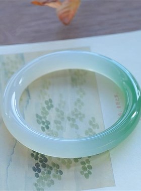 极速天然玉髓绿玉髓俏色手镯 女款爆款半山半水色玉W髓玛瑙镯饰品