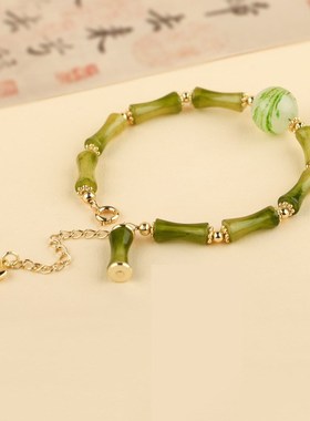 极速文殊竹节手链竹子手串珠手串香积手链寺玉石祈节节.高升福气