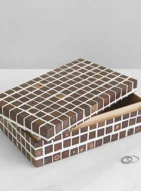 极速新品现代轻奢牛骨格纹首饰z收纳盒摆件创意样板间卧室梳妆台