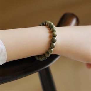 手串文玩 文N玩木头女款 极速天然绿檀木圆珠手链 非常清香