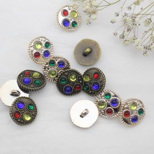 饰圆形青铜古铜钮扣子 外套纽扣百搭镶钻毛呢装 复古彩色羊毛衫 开衫