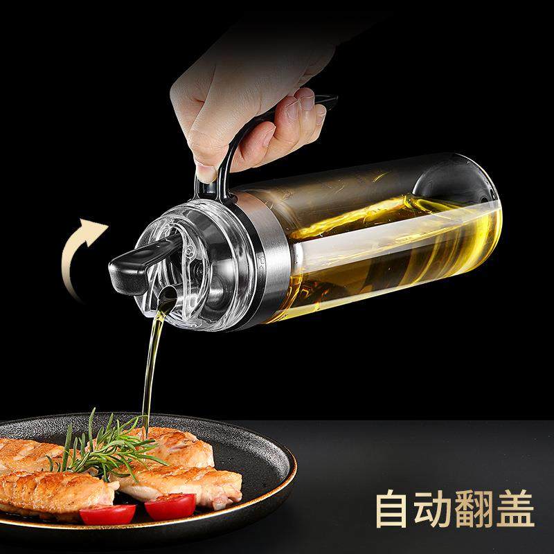 厨房带刻度防漏油瓶醋壶大容量玻璃酱油瓶家用重力自动开合油壶