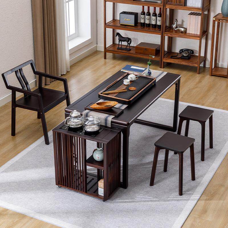 W7新中式茶桌椅组合办公室实木茶台现代简约茶几套装一体家用喝茶