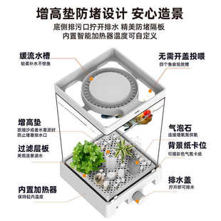 斗鱼专用缸水母缸桌面小型鱼缸办公桌生态创意加热增氧迷你懒人缸