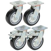 5寸重型万向轮子聚氨酯脚轮手推车板车轮子拖车滑轮带刹车轱辘8寸