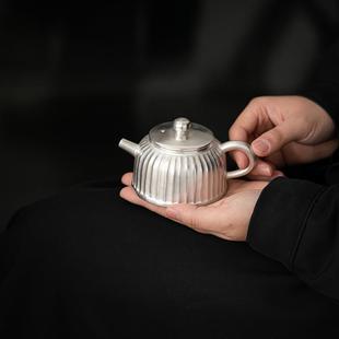 造物复古999银手工鎏银壶茶壶泡茶器家用陶瓷大容量单壶功夫茶具