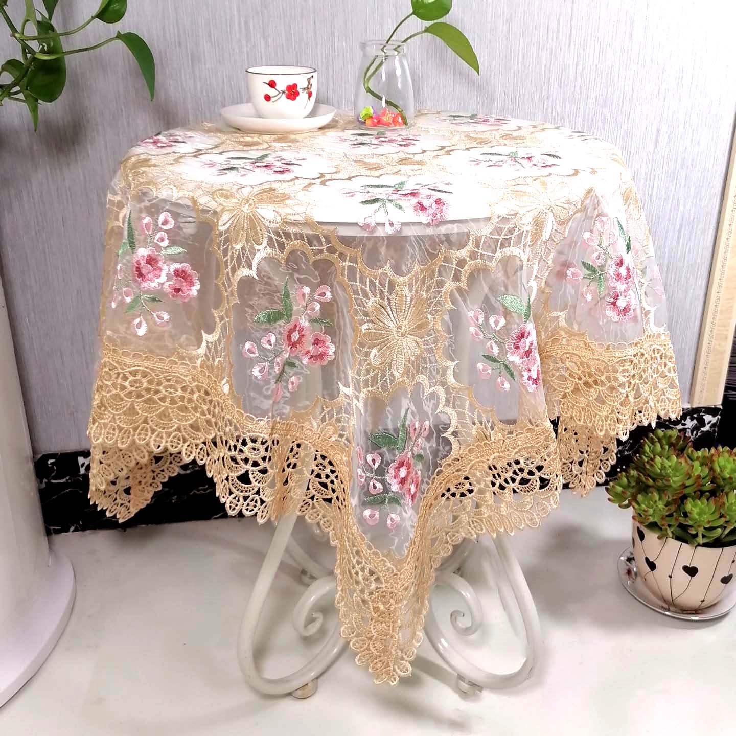 桐趣田园纱乡盖巾圆桌盖巾餐桌