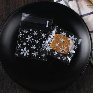 厂家直销烘培曲奇饼干自封袋西点袋白色雪花透明糖果袋香皂自粘袋