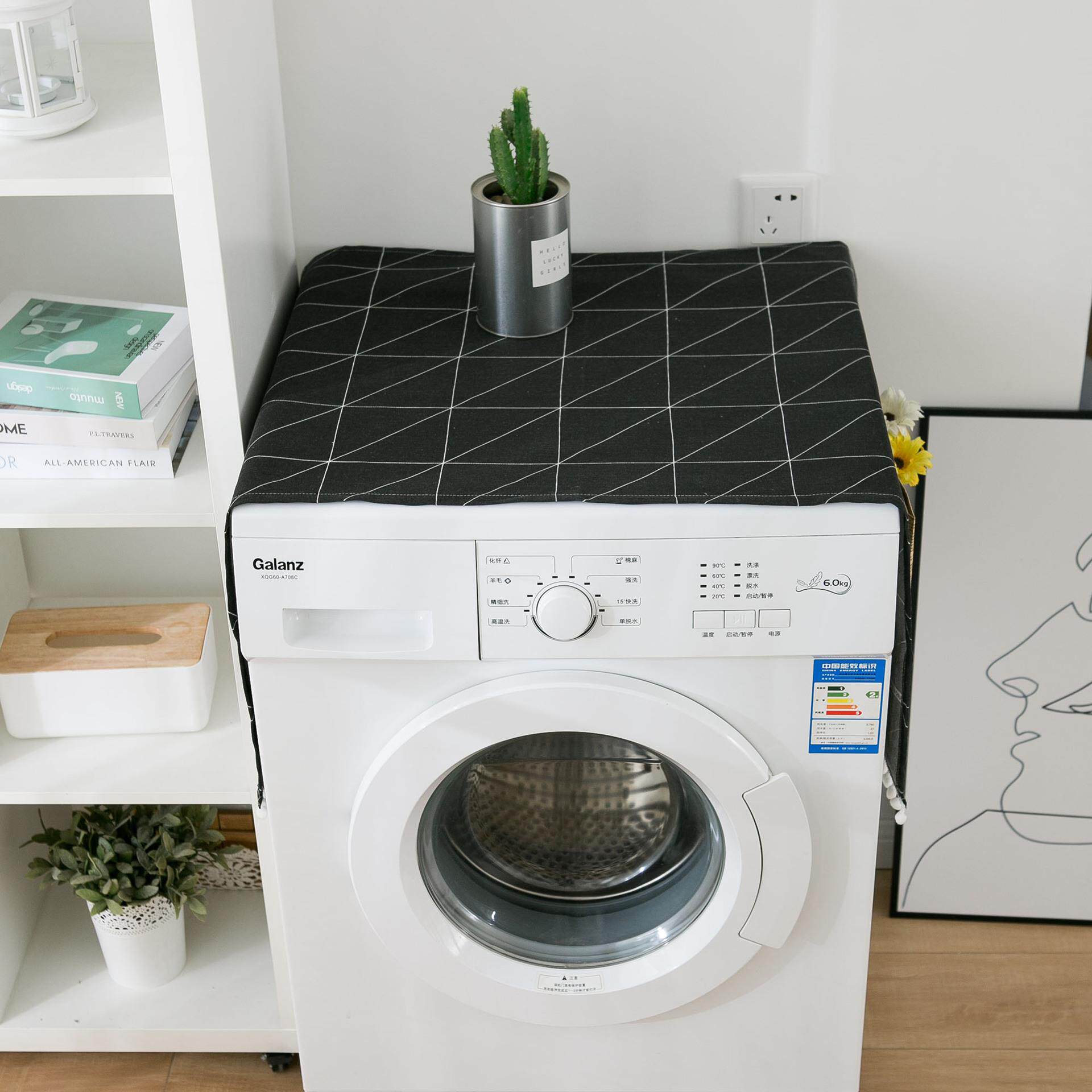 简约几何印花冰箱防尘罩单开对开门冰箱盖布洗衣机盖巾