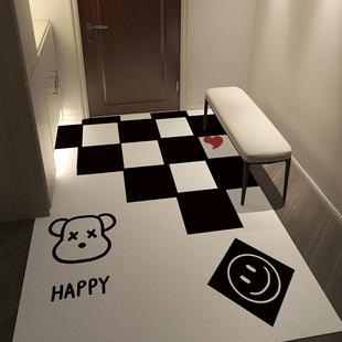简约棋盘格进门入户门地垫防水免洗防滑脚垫pvc可裁剪大门口地垫