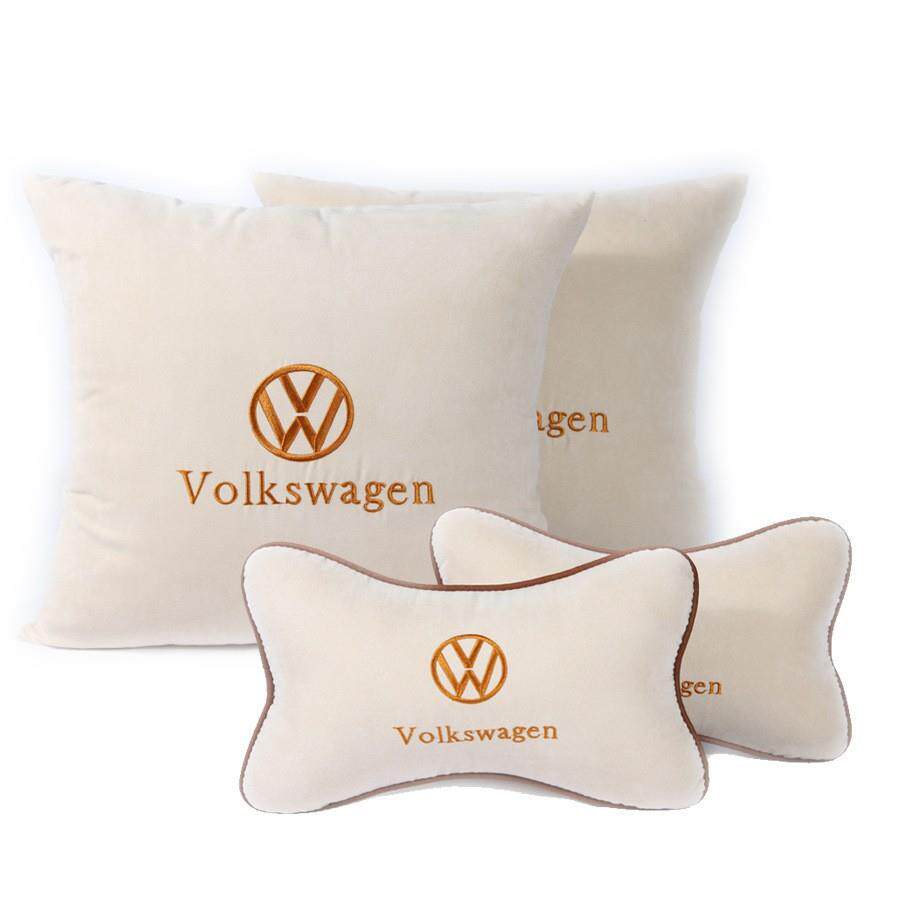 汽车头枕车标护颈枕抱枕四件套4S店礼品车载颈枕靠枕腰靠抱枕现货