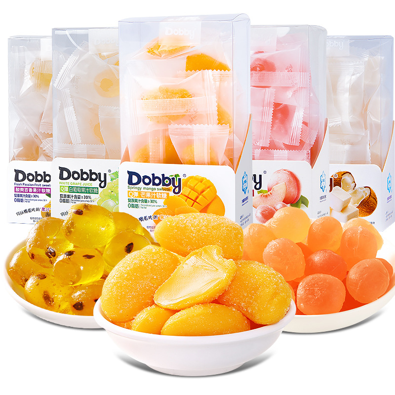 Dobby哆比果汁软糖Q弹芒果草莓白桃味水果软糖儿童休闲零食品