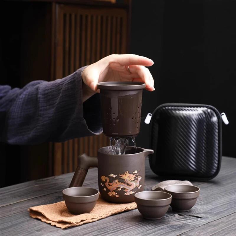 问界臻选2新紫砂凤鸣壶大容量泡茶壶旅行整套装功夫茶具茶盘套装