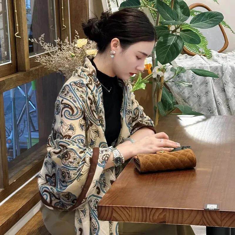 妙蛙甄选休闲丝巾出游搭配薄款披肩J韩版时尚百搭复古腰果花长