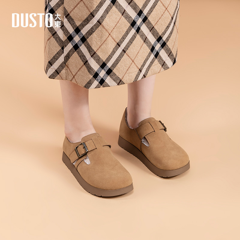 大东官方厚底加绒勃肯鞋女2025新款秋冬复古保暖棉鞋全包博肯鞋子
