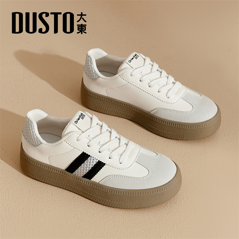 大东官方厚底板鞋女款2025新款冬季白色休闲鞋百搭超火阿甘鞋女鞋