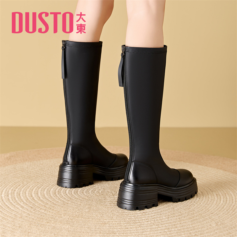 大东官方小个子长筒靴女2025新款冬季巨好看增高靴子长靴骑士靴女