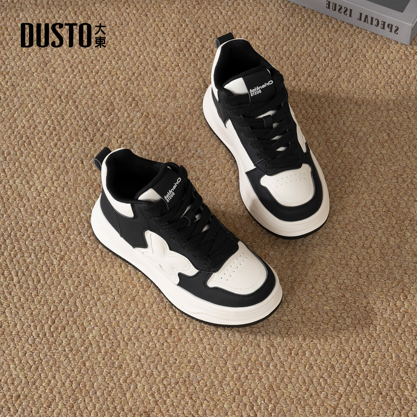 大东厚底高帮休闲鞋女款2025新款冬季爆款女鞋熊猫鞋百搭小白鞋女