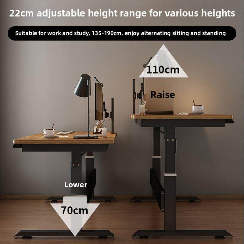 电动升降电脑桌双人办公桌站立式家用自动升降工作台移动学习桌子