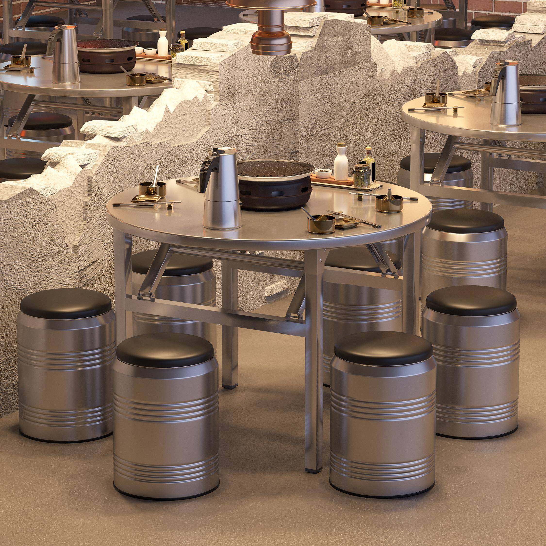 加厚不锈钢可折叠圆桌子户外摆摊餐桌火锅大排档桌椅韩式烤肉地桌,商业/办公家具,烤肉桌,淘宝优惠券,粉丝福利购,淘宝优惠卷