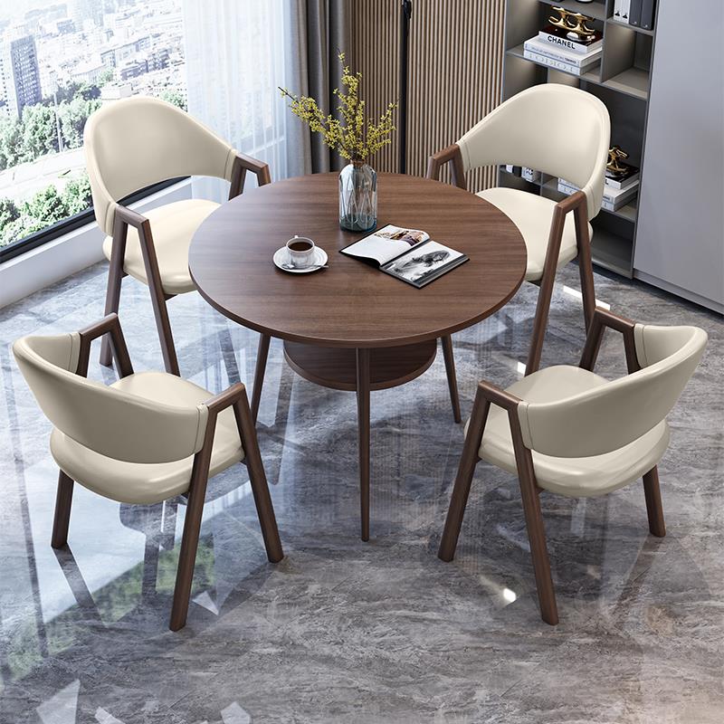 售楼处接待桌椅组合洽谈桌休息区会客圆桌椅办公室休闲双层圆桌子