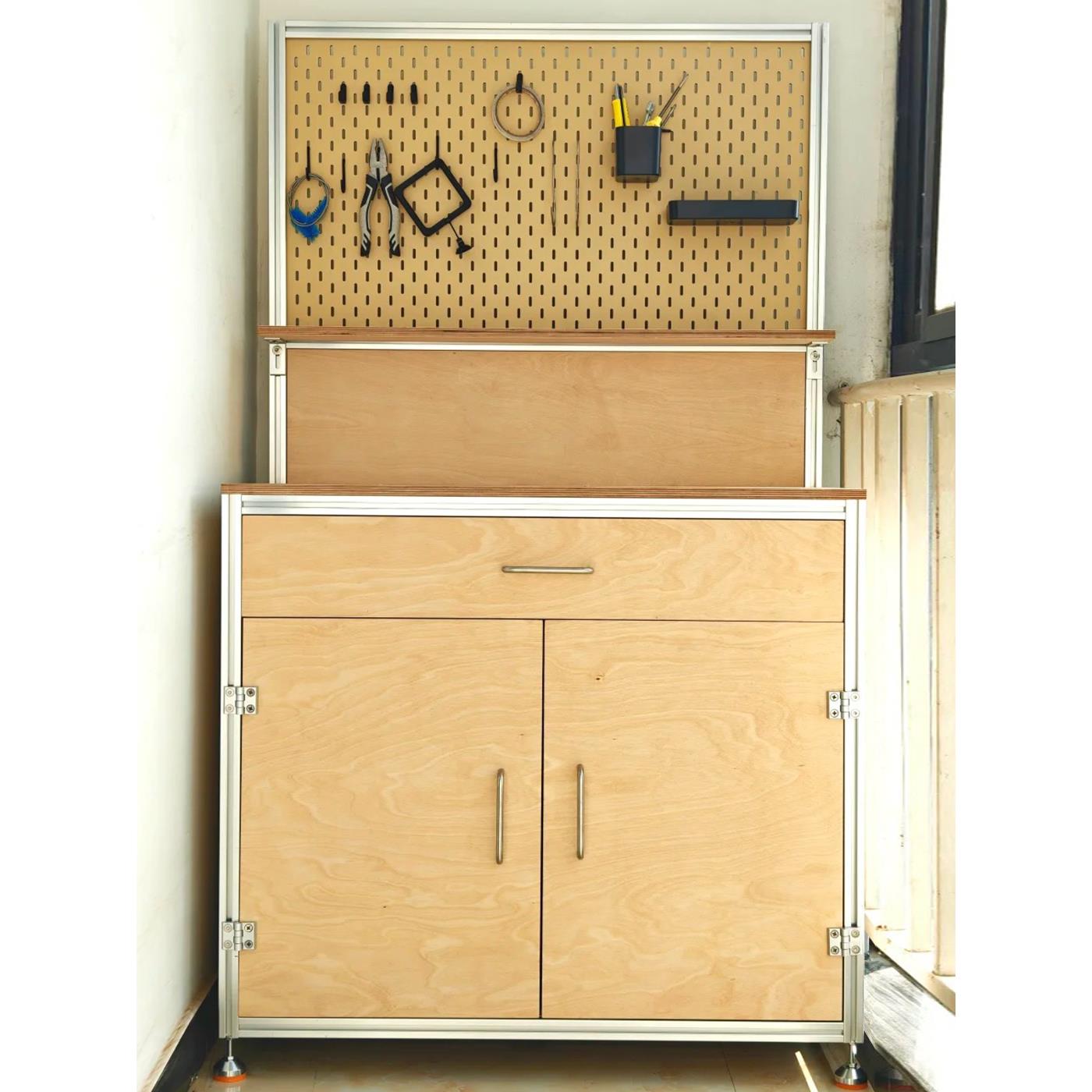 桦木海洋板铝型材置物柜现代简约客厅餐厅阳台多层可移动多功能柜