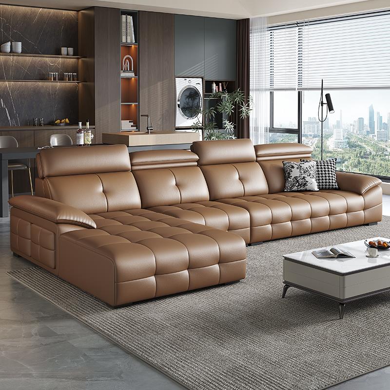 帝乐曼真皮沙发贵妃意式极简头层牛皮大户型客厅劳伦斯皮艺沙发