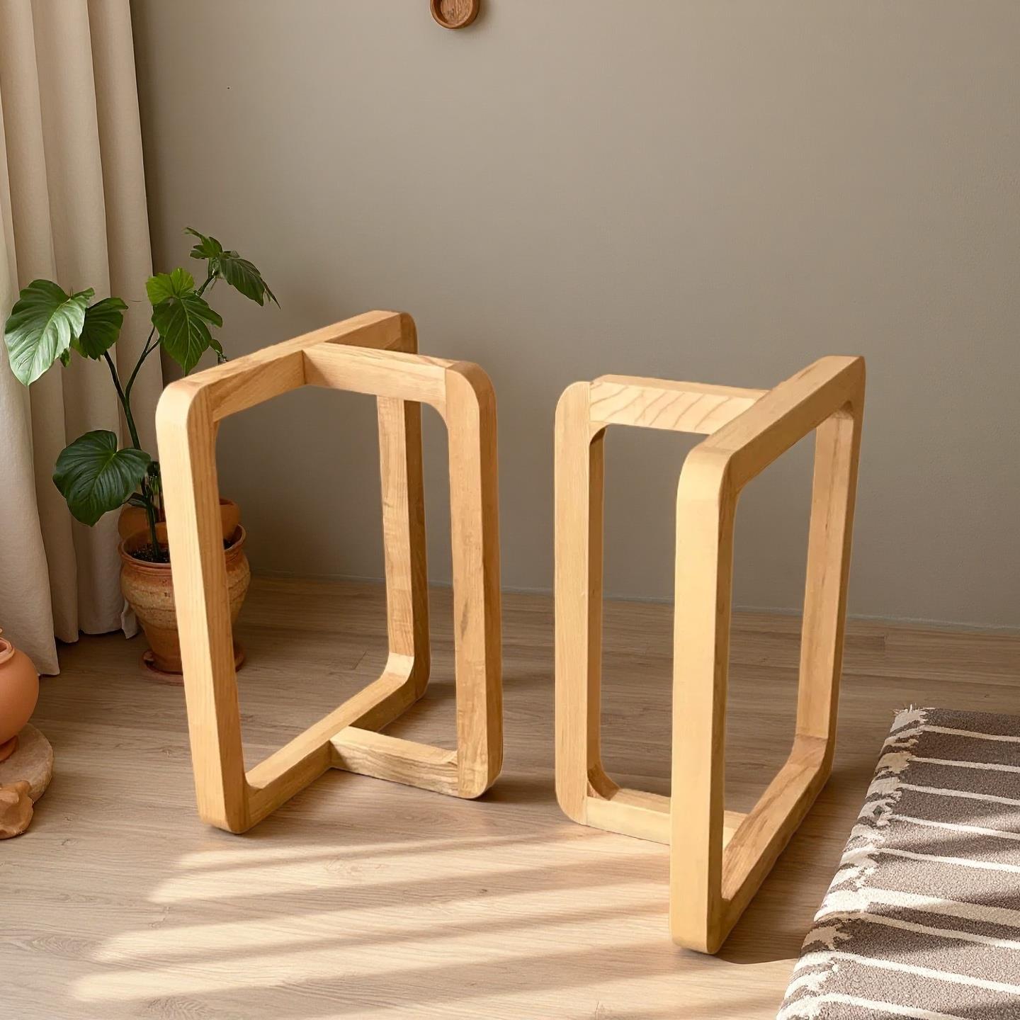 FAS北美白蜡木桌腿实木餐桌脚架原木大板支架北欧三角支撑腿架子