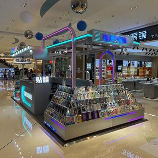 手机贴膜展示柜 异形框架眉头 多径点位中岛柜展台柜台烤漆陈列柜