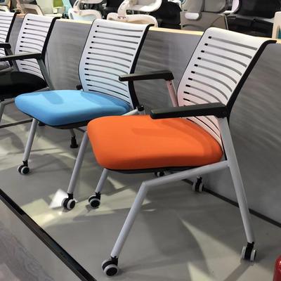 折叠培训椅子带扶手写字板会议椅办公椅移动靠背新闻椅滑轮学生椅