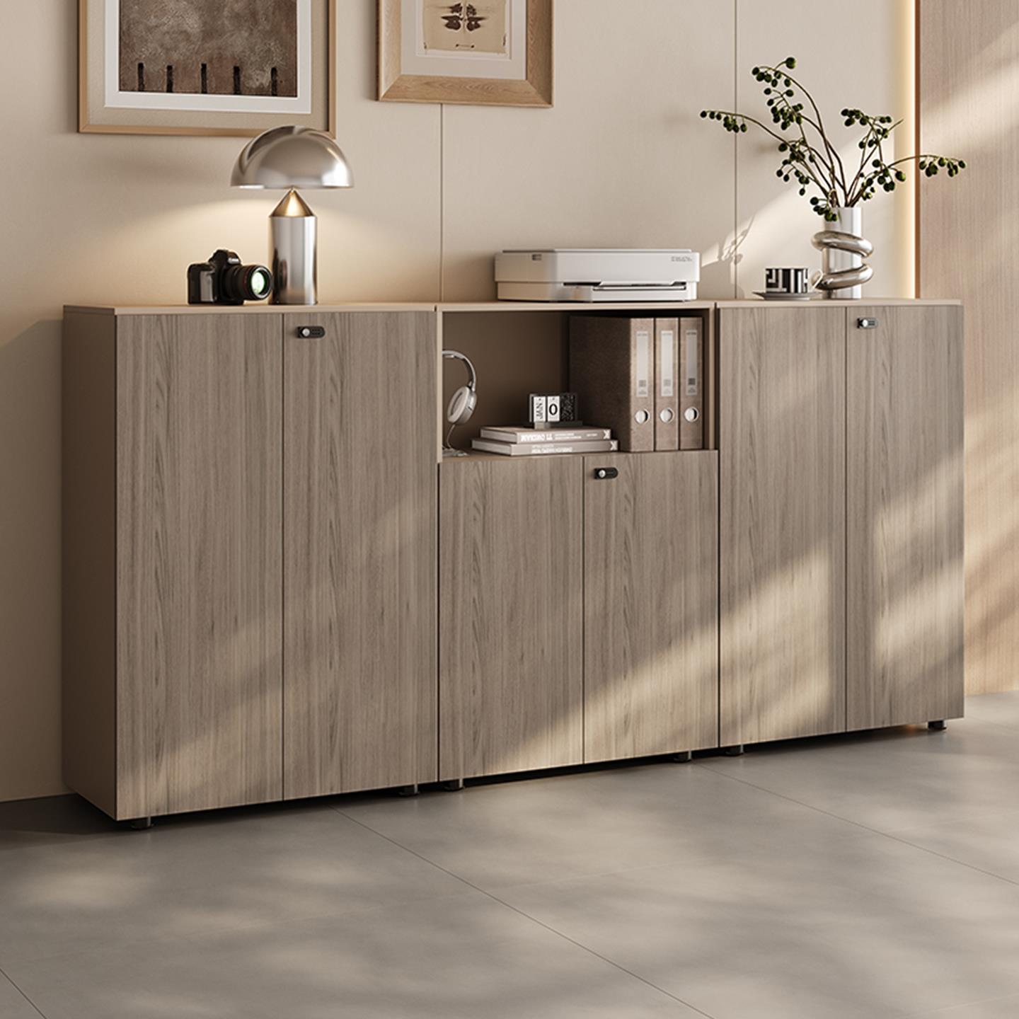 矮柜办公室办公柜子文件柜木会议室茶水柜隔断柜带锁收纳柜印表机