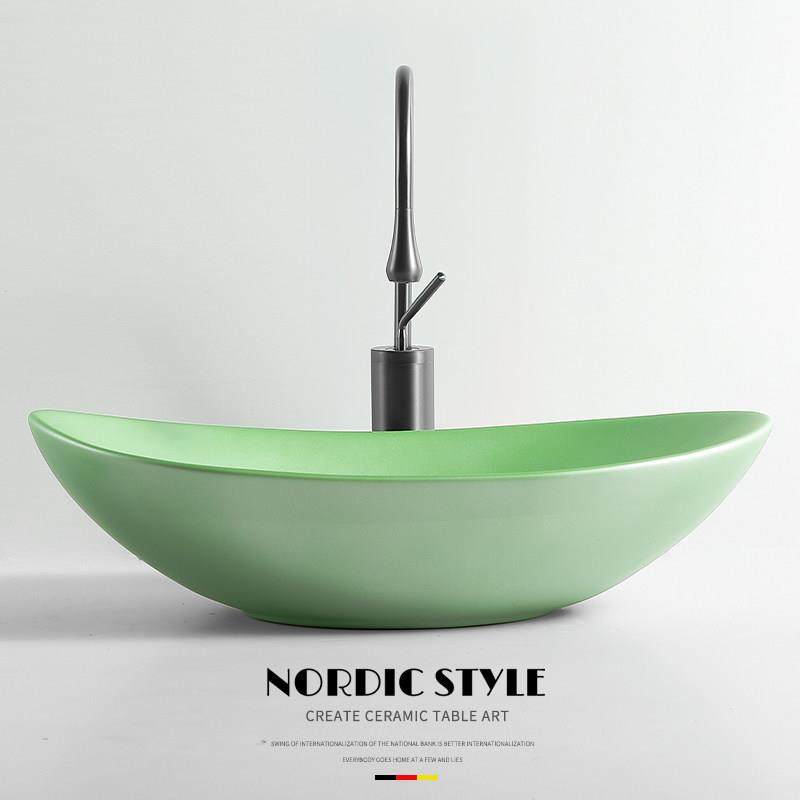 北欧台上盆艺术元宝洗手盆单盆欧式卫生间家用台盆创意洗脸盆绿色,家装主材,台上盆,淘宝优惠券,粉丝福利购,淘宝优惠卷