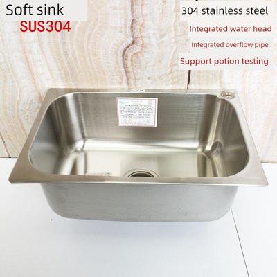 正版柔美304不锈钢厨房水槽台下大单槽家用洗碗菜盆一体型加厚550