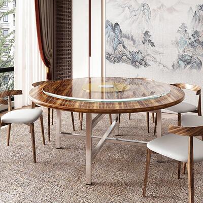 实木大圆桌饭桌餐厅餐桌家用园台桌面面板商用折叠10人吃饭桌子20