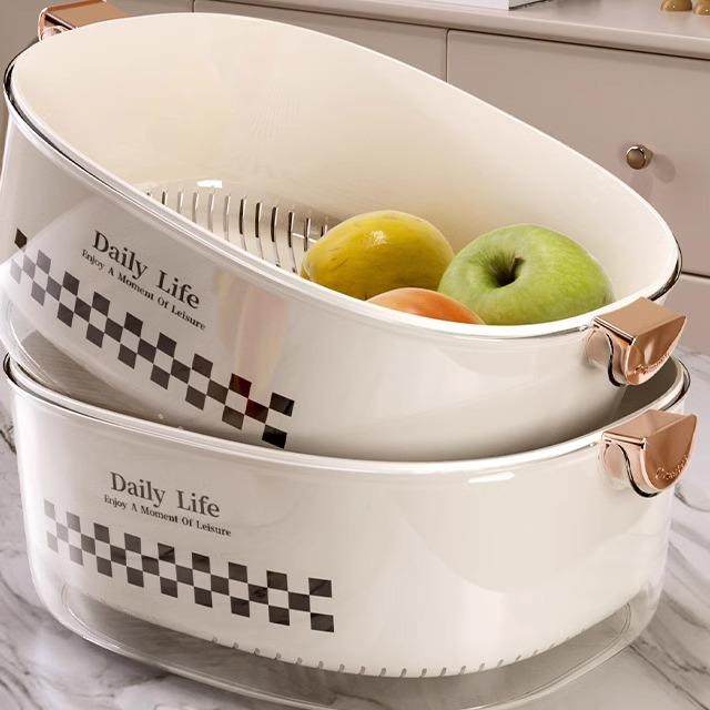 双层洗菜盆沥水篮厨房用品家用水果盘客厅淘米洗水果蔬菜篮子,餐饮具,洗菜盆/沥水篮/漏水筛,淘宝优惠券,粉丝福利购,淘宝优惠卷