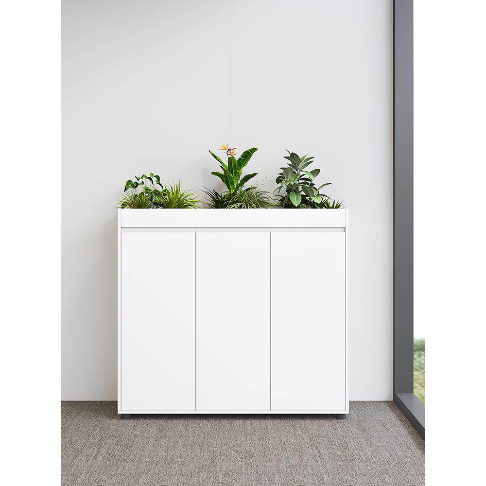 花槽柜办公桌侧边置物柜子隔断柜白色储物资料木质文件柜办公矮柜