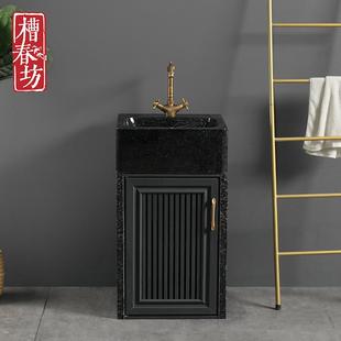 槽春坊 洗手盆柜门户外庭院立柱盆水池 石头洗手台 家用阳台落地式