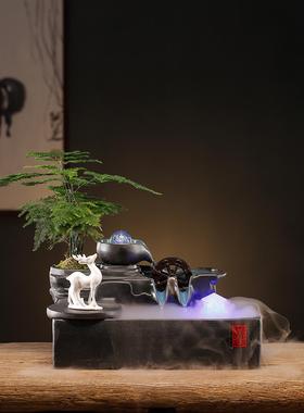 流水摆件循环水生财水车喷泉客厅办公室装饰风水轮水晶球开业礼品